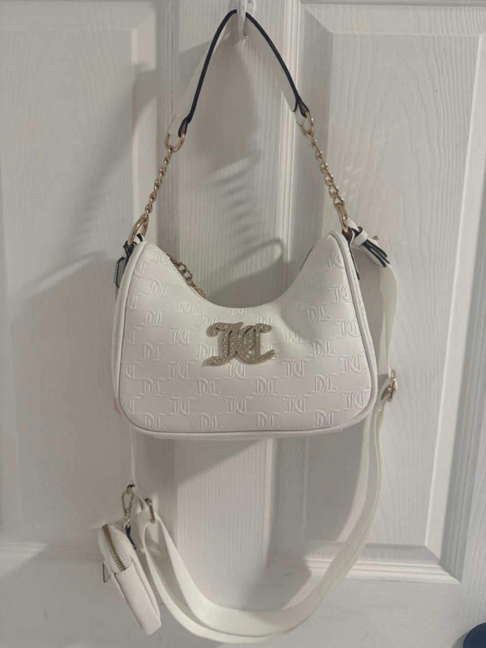 Juicy Couture White Mini Bag NWT Gold Logo Chic